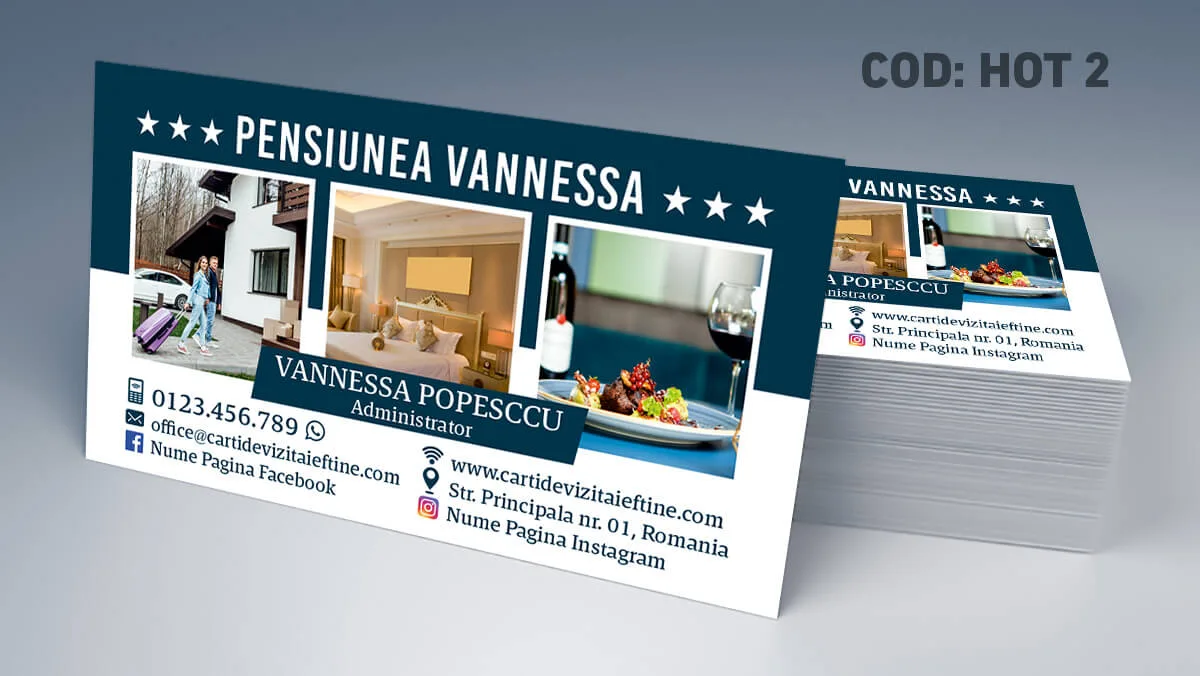 carti de vizita pensiune model rustic pentru unitate de cazare