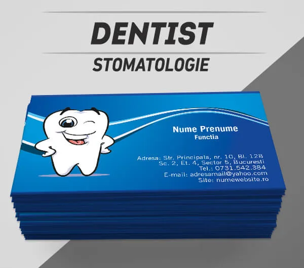 modele carti de vizita dentist, medic stomatolog, stomatologie, implant dentar, radiografie dentara