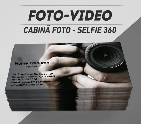 modele carti de vizita fotograf, foto video, cabina foto, selfie 360, photo booth