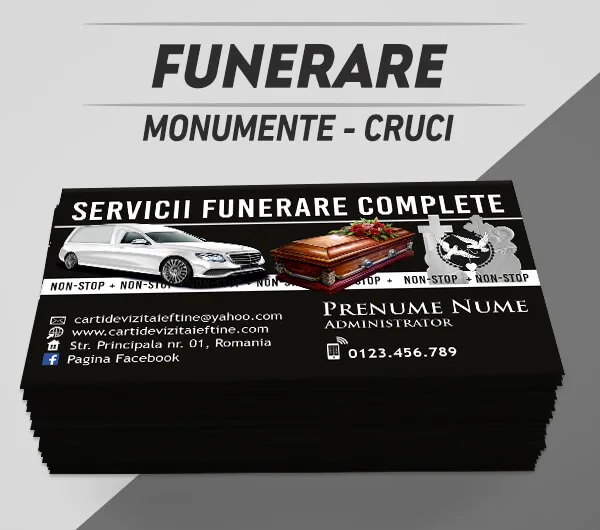 modele carti de vizita funerare, monumente, cruci marmura, ingrijire cimitir, servicii funerare, pompe funebre, morminte