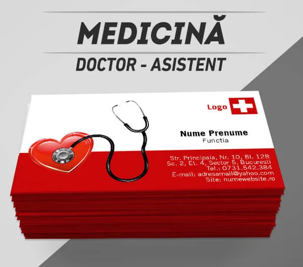 modele carti de vizita medic, doctor, spital, medicina, asistent medical, asistenta la domicliu, medic ambulanta, chirurg, ortoped, neurolog, estetician, operatie medicala, pedodontie