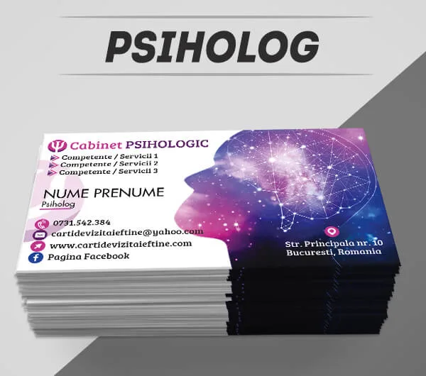 modele carti de vizita psiholog, terapeut, cabinet psihologic, psihologie, creier, minte, teste psihologice, carti de vizita